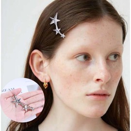 Cimenexe Bohemian Star Hair Clip Silver Star Hair Barrette Triple Star Hairpin Clips Minimalist Star Headwear Decorative Hair Accessories Jewelry for Women and Girls