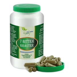 Vitaide Vegan® 7 Bitter Herbs 180 Vegetable Capsules, 470 mg Each Powder Ground of Beaver Root Wormwood, Yarrow, Fennel, Cumin, Anise, Juniper Berries, Pure Natural without Additives