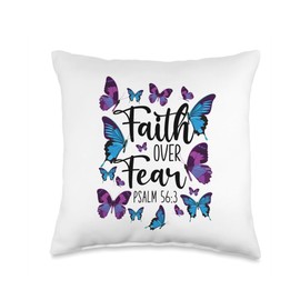 Christian Bible Verse Quote Butterfly Psalm 56:3 Throw Pillow