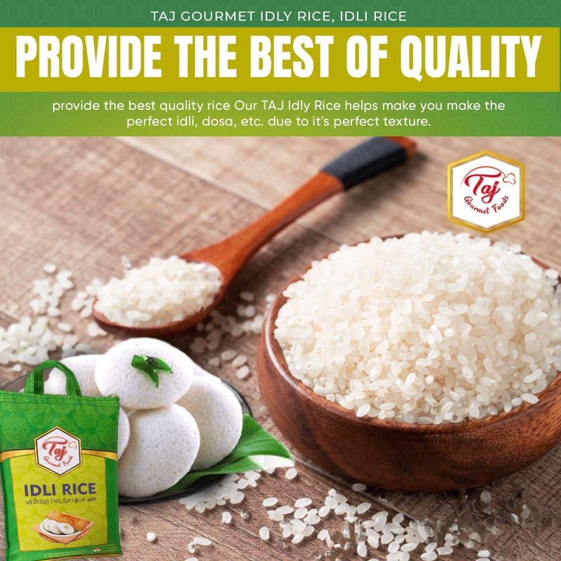 TAJ Gourmet Idly Rice, Idli Rice, Short Grain Rice, 10-Pounds