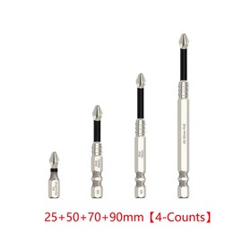 K5 Impact-Resistant and Non-Slip Bit,Impact Driver Bit Set,Titanium Alloy Impact Non-Slip Cross Head,High Magnetic Screwdriver Drill Bit:_25+50+65+70+90+150mm【6-Counts】