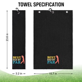ERHACHAIJIA Best Dad by Par Embroidered Golf Towel with Clip. Funny Golf Accessories Golf Gifts for Men Golf Lover Dad Papa Uncle Grandpa, Birthday Retirement Father's Day for Golf Fan