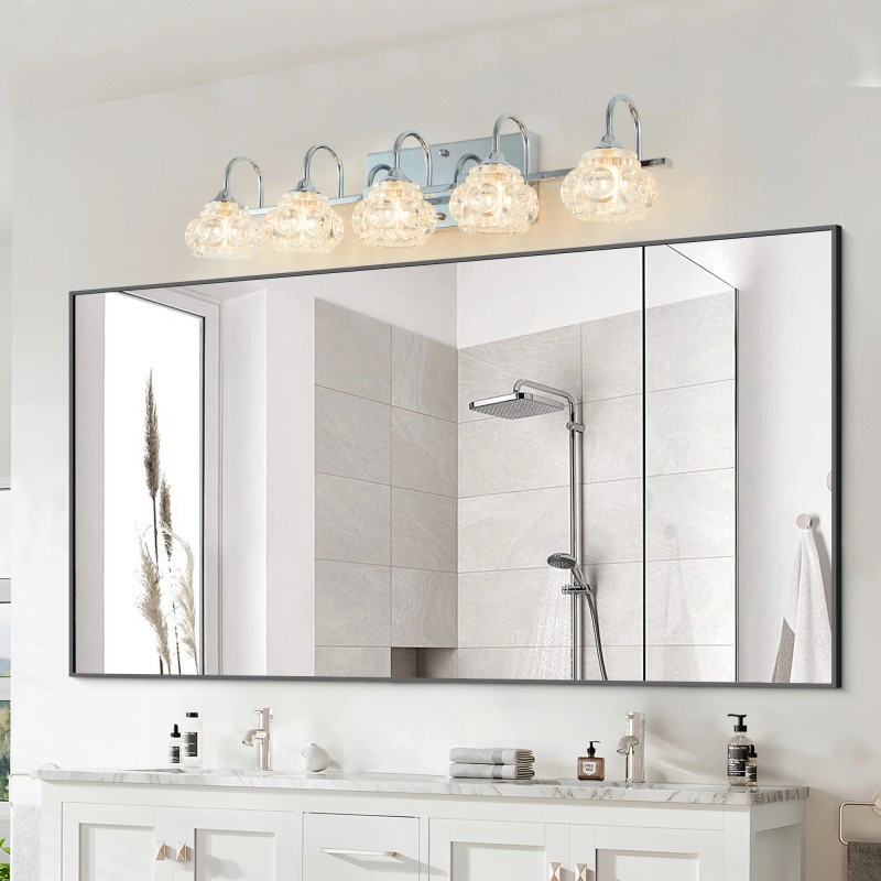 29" Nickel Finish Vintage Crystal Vanity Light - Elegant 5-Light