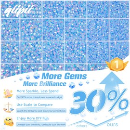 qiipii Diamantes de imitación de resina AB azul claro con pegamento de joyería B7000 para deslumbrantes manualidades de 2 mm, 3 mm, 4 mm, 5 mm, 6 mm, piedras de gelatina con parte trasera plana