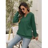 EADINVE Womens Casual Sweatshirts Long Sleeve V Neck Fleece Pullover