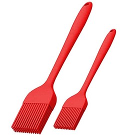 KitsKap Silicone Basting Brush 2 Pcs Pastry Brush for Oil, BBQ, Grill Barbecue Sauce Baking Brushes (Red)