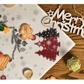 Artoid Mode Red Pine Trees Christmas Tablecloth, Table Linen, Winter Kitchen Table Decoration, Indoor, Holiday, Party Decor, 100 x 100 cm