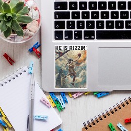 SODAVA (3Pcs) He is Rizzin Sticker Funny Easter Sticker Jesus Playing Basketball Sticker Basketball Jesus Sticker Christian Faith Religious Sticker Gift Decoration for Laptop Stickers 3x4 inch