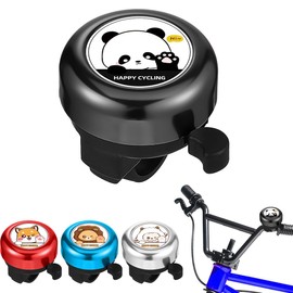 Children's Bicycle Bell with 1 Sticker in Different Patterns - Black