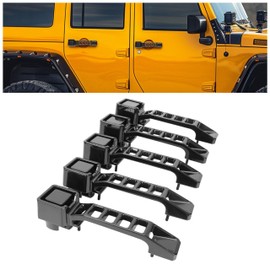 HECASA Exterior Door Handle Tailgate Handle Compatible with 2007-2018 Jeep Wrangler JK/JKU Aluminum Powder Coated Heavy Duty Post-Modern Mechanical Style 5Pcs