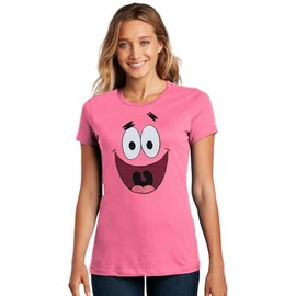 Spongebob - Patrick Star Classic Face Junior Women's T-Shirt (Small) Pink