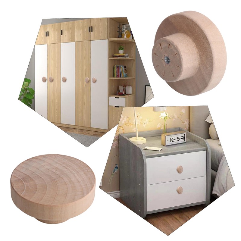 BQLZR 30pcs Wooden Round Mushroom Shape Furniture Pull Knobs Wooden