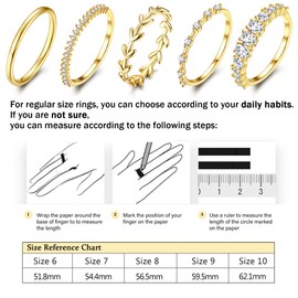 Finrezio Stackable Gold Rings for Women Teen Non Tarnish Trendy Dainty 14K Gold Plated Stacking Cubic Zirconia Thumb Ring Set Statement Gold Chunky Band Rings Promise Engagement Rings Size 6-10