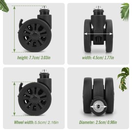 Vivikivi Luggage Replacement Wheels, 2 Pcs Suitcase Double-Row Wheels with Brakes and Shock Absorption for DIY Repair Spare Suitcase Casters Replacement Luggage Parts, V-LN2