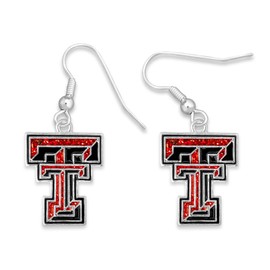 From the Heart 43345 Texas Tech Glitter Logo Earrings, multicolor