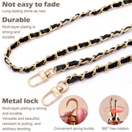 JJQHYC Pack of 2 Bag Chain Metal Chain Carry Strap 120 cm Chain Strap Replacement Shoulder Strap for Women Handbags Purse