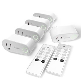 UCOMEN Remote Control Outlet with 100 ft Range,Wireless Light Switch for Household Appliances,Remote Light Switch Kit,White (5 Outlets + 2 Remotes) 1875W