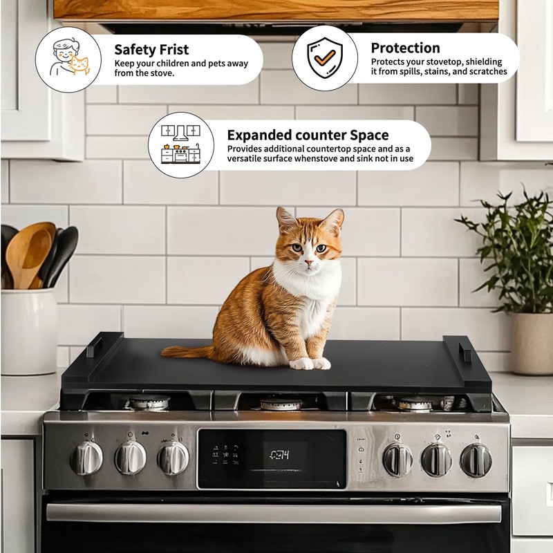 Hanobe Stove Noodle Board Cover: Black Gas Electric Cover Top