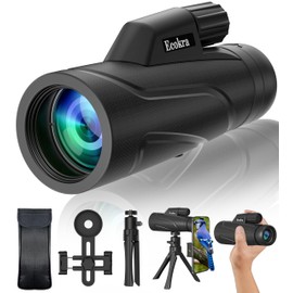 Ecokra 12X42 Monocular Telescope High Power, Monoculars for Adults with BAK4 Prisms, FMC Lens, Smartphone Holder & Tripod, Waterproof Monocular for Birdwatching, Hiking, Hunting, Camping, Traveling