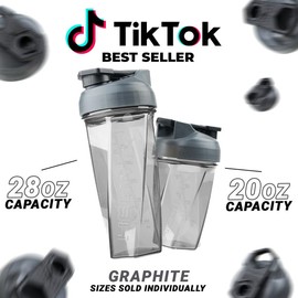 HELIMIX Blender Shaker Bottle Made in USA No Whisk Ball Needed:_Graphite_28oz