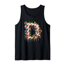 Christmas Candy Cane Letter D Tank Top