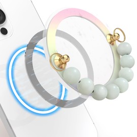 GRIPONG Natural Gemstone Beads Portable & Detachable Magnet Phone Straps Holder Compatible with MagSafe Cases Accessories (White Jade)