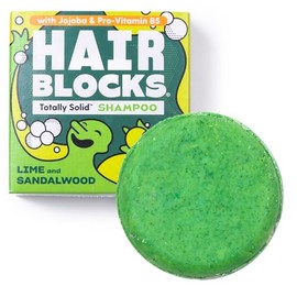 Hair Blocks - Solid Shampoo Bar (85g) for all hair types: Lime & Sandalwood | Soap Free, Plastic Free | Plant Based | Natural | Conditioning