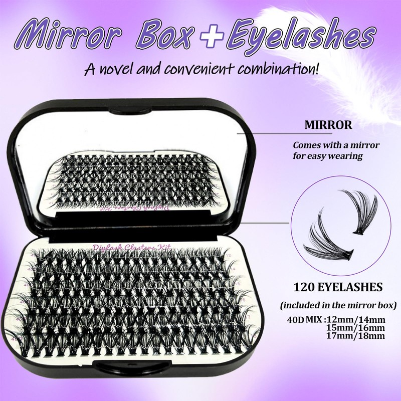 DIY Lash Extension Kit 840Pcs D Curl Individual Lash Clusters