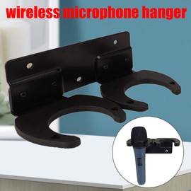 Fiacvrs Microphone Holder, Wireless Microphone Holder for Mic Stand Wall Mounted Microphone Hanger Clip Double Hook Stands Holder Bracket Rack Clamp with Screws Microphone Accessories
