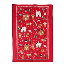 Festive Friends Linen Tea Towel