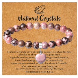 XIANNVXI Heart Bracelet Women's Stone Crystal Bracelet Beads Bracelet 8 mm Pearl Bracelet Girlfriend Bracelet Jewellery Birthday Gift Christmas Gifts for Women, Gemstone