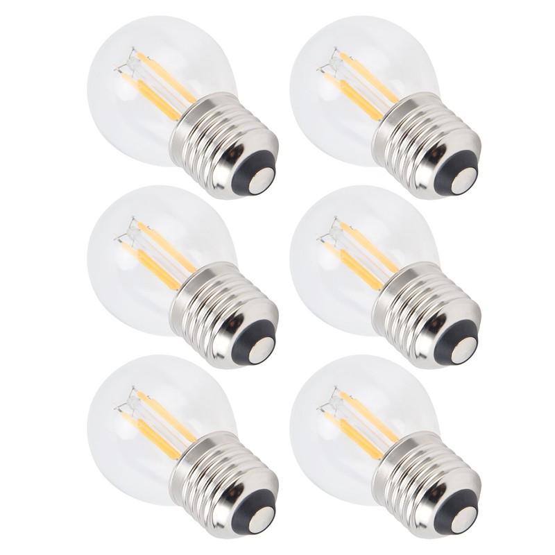 6PCS G45 E27 LED Light Bulb Transparent Glass Bulb Vintage