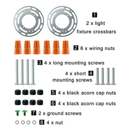 L&M LUJOMTL L&M Universal Light Fixture Mounting Bracket 2 Pack, 4 Inches Diameter Steel Round Universal Light Crossbar with Screws and Nuts, Mounting Bracket for Mount Wall Light, for Ceiling Lights