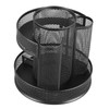 Rotating Pen Holder Black Mesh 7 Compartments Strong Metal Rotating