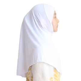 Modest Beauty Girls Hijab Muslim Kids Scarf Headwear Solid Color for 7-12 Years Ready to Wear