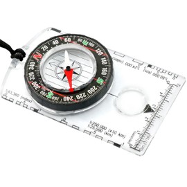 Pack of 2 Orienteering Compass Hiking-Compasses boy Scout Kids- Magnetic Gear Set Navigation map- Brujulas orientacion-Backpacking Camping Hunting Survival. (1 Compass Transparent)