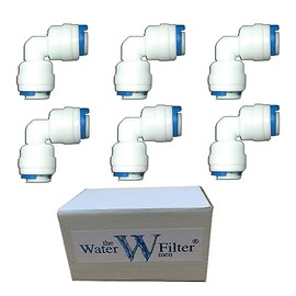 6 x 10mm Equal Angle Elbow Connectors to join 2 lengths of Aquarium Reverse Osmosis Pipe tubing or any 3/8" water filter pipe together