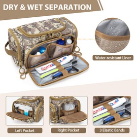 Prokva Tactical Toiletry Bag for Men, Hanging Hygiene Bag, Travel Dopp Kit Organizer for Shaving, Shower Essentials and Toiletries, Desert Yellow (Empty Bag)