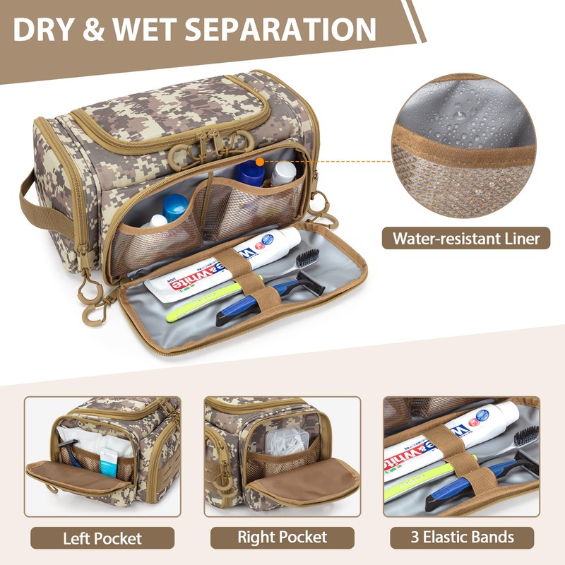 Prokva Tactical Toiletry Bag for Men, Hanging Hygiene Bag, Travel