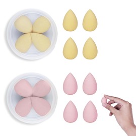 LuckyOpt 8PCS Mini Beauty Blender, Latex Free Soft Bounce Dual Purpose Small Makeup Sponges with Travel Boxes, No Irritating Makeup Egg for Concealer, Blusher, Foundation, Shadow (Pink+Nude)