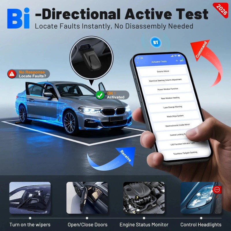 2026 NEW VDIAGTOOL D501 OBD2 Scanner Bluetooth Car Diagnostic Tool