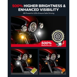 Amazicha Front LED Turn Signal, 1157 Front Turn Signal Bullet Light with 2 Smoked Lens Covers Fit for Harley Touring Road Glide Street Glide Road King Electra Glide Softail Dyna Sportster 1986-2024