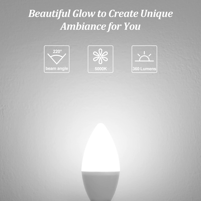 Brightever Candelabra 40W Equivalent LED Light Bulbs, 4W Candle Light