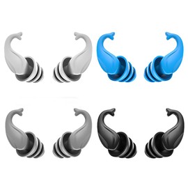 4 Paar Schwimm-Ohrstöpsel, wasserdichte, wiederverwendbare Silikon-Ohrstöpsel, schalldicht und geräuschreduzierend für Schwimmen, Wassersport und Schlafen (Erwachsene und Jugendliche ab 14 Jahren)