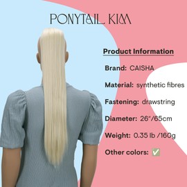 CAISHA 26" Hairpiece Ponytail Long Hair Extension Drawstring Straight Platinum Blonde PH614