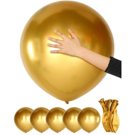 OTMVicor 18inch Large Size Metallic Gold Balloons, 5 pcs Shiny Gold Latex Balloons for Birthday Wedding Party Decoration