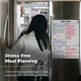Magnetic Whiteboard Fridge Calendar Meal Planner and Shopping List White Board - Memo Board and Family Planner Easy to Use
