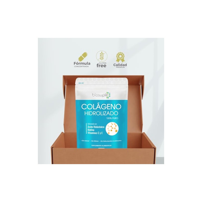 Biosuple Colágeno Hidrolizado Adicionado Ácido Hialuronico Semilla Uva Biotina Vitamina