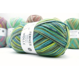 Ferner Wolle Mally Socks, Sock Wool 6-Ply (6-Thread), Mulesing-Free, Sock Yarn with Merino Wool, Tights with Colour Gradient, 150 g, 75% Wool, 25% Polyamide (822/25)