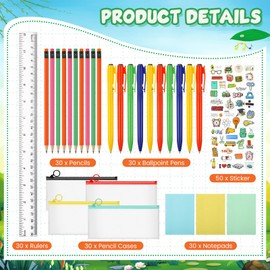 Watersay 200 Pcs Back to School Gifts Supplies Set Bulk Include Pencil Case Notepads Pencils Ballpoint Pen Sticker Ruler Gift Bag for Kids First Day of School Office Party Favors
